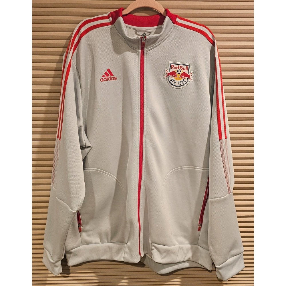Adidas New York Red Bulls 2021 MLS‎ Player Anthem Full-Zip Jacket Gray Size 2XL